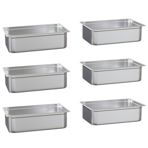 6-Piece Stainless Steel Hotel Pan Set – Commercial Grade Buffet & Food Storage Pans for Catering & Restaurant Use - 1 of 4
