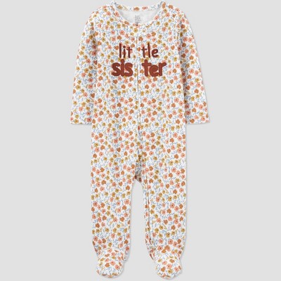 Image of Carter's Just One You® Baby Girls' Little Sister Interlock Footed Pajama - Rust 0-3M