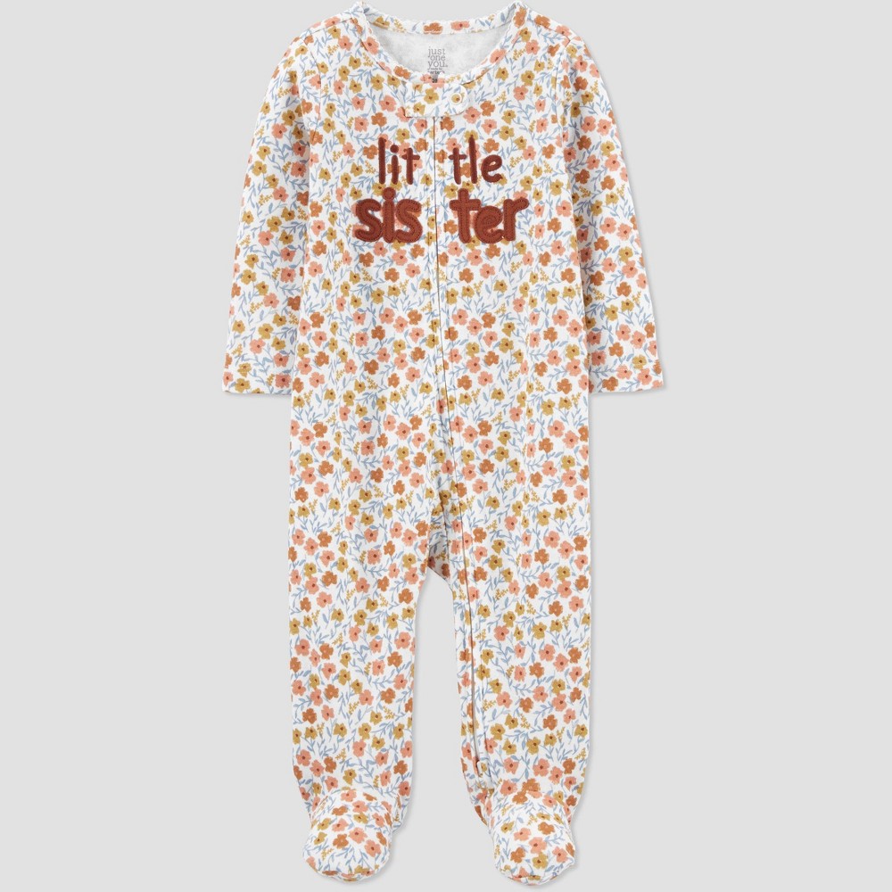 Carter's Just One You Baby Girls' Little Sister Interlock Footed Pajama - Rust 3-6M, Red