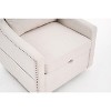 PAGED Boucle Fabric Swivel Accent Chair Living Room Chairs with Soild Wood Round Brown Base Leg for Living Room - 2 of 4