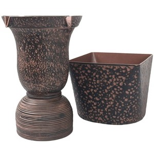 11" Indoor/Outdoor Polyresin 4-in-1 Instant Fountain with Planter Brownstone - Bernini: Cordless, Multi-Style - 1 of 4