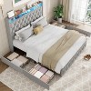 Platform Bed Frame with Velvet Upholstery, Headboard, 4 Storage Drawers, LED Lights, Charging Station, No Box Spring Needed, Easy Assembly. - 4 of 4