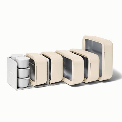 Caraway Cream Contemporary 14-Piece Glass Food Storage Set