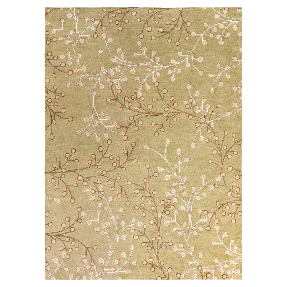 Taupe/Olive (Brown/Green) Botanical Area Rug (8'x11') - Surya