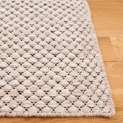 Beige Handmade Wool 4' x 6' Rectangular Rug