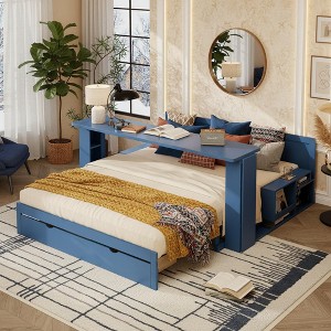 Polibi 4-in-1 Smart Daybed with Pull-Out Bed, Foldable Desk & Storage Drawers - 1 of 4