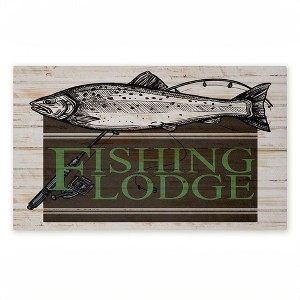 Stupell Industries Rustic Fishing Lodge Printed Outdoor Door Mat, design by Kim Allen, 18"x30" - 1 of 4