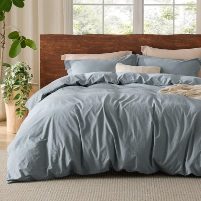 100% Washed Cotton Duvet Cover Minimalist Cotton Duvet Cover for All Seasons GentleSoft™ Plain Simple Bedding Set