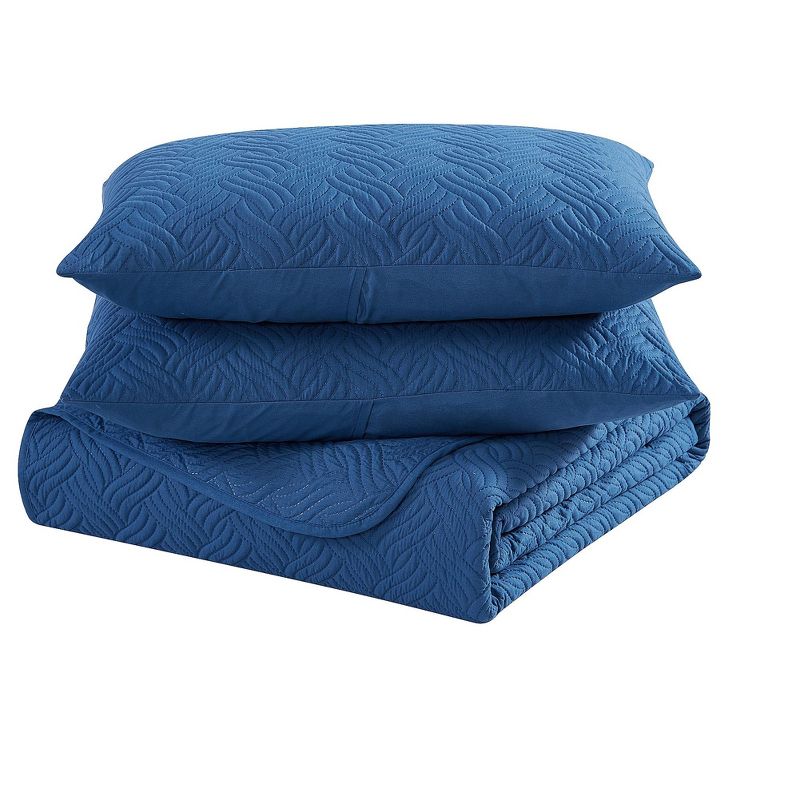 Kate Aurora Basic Bedding Cable Embossed 3 Piece Quilt & Pillow Shams/Coverlet Set, 5 of 9