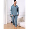 INSPIRE CHIC Men's 2 Pieces Long Sleeve Solid Color Button Down Casual Pajamas Set - 4 of 4