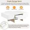 Lirago Rectangular Coffee Table 2 Drawers Golden Wood Grain Legs Multi Storage Modern Center Table Living Room Office Balcony High Gloss Minimalist - 4 of 4