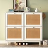 Clint 37.1" Height Farmhouse Rattan Shoe Rack Multifunctional 2-Tier Organizer Drawers for 12 Pairs with 4 Flip Down Drawers-Maison Boucle - 2 of 4