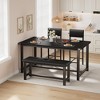 Dining Table Set for 4, Kitchen Table with 2 Upholstered Chairs and Bench, Wood Kitchen Dining Room Set, for Small Space, Apartment, Home, Kitchen - 4 of 4