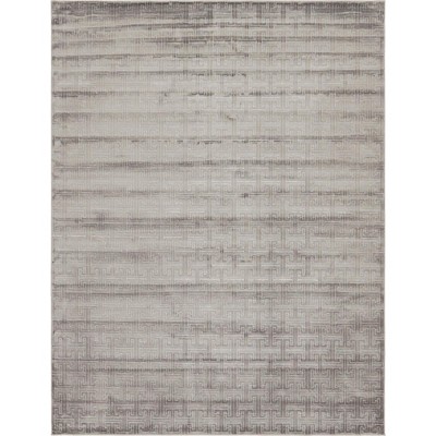 Gray Geometric 8' x 10' Stain-Resistant Synthetic Rug