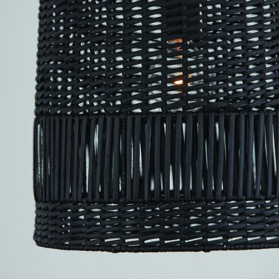 Naomi Matte Black Hand-Woven Rattan Pendant Light