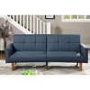 DOMETOUR Transitional Look Living Room Sofa Couch Convertible Bed Navy Polyfiber 1Pc Tufted Sofa Wooden Legs - 2 of 4