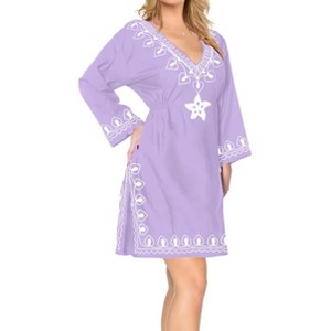 LA LEELA Women's Summer Loose Beachwear Swim Suit Vacation Swimwear Swim Suit Short Casual Bathing Suit Cover Ups - 1 of 4