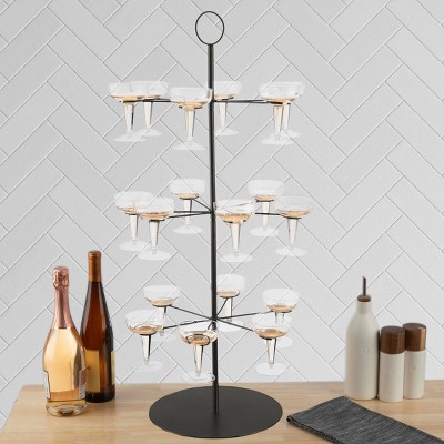Lavish Home Black 3-Tier Iron Cocktail Tree Stand