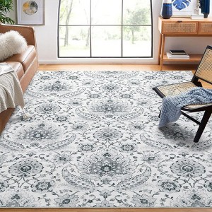 Coolmee Area Rugs Vintage Paisley Print Rug Non-Shedding Carpet Ultra-Thin Lightweight Rug for Farmhouse Bedroom Dining Room Office - 1 of 4
