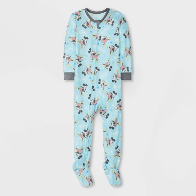 Baby Boys' Mickey Mouse Hacci Snug Fit Footed Pajama - Blue 3-6M