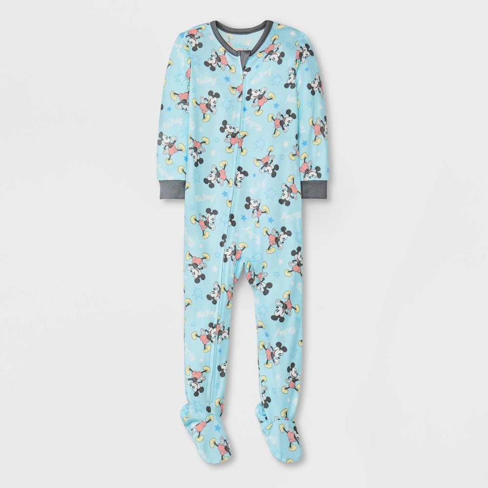 Baby Boys' Mickey Mouse Hacci Snug Fit Footed Pajama - Blue 24M