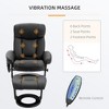 PU Leather Massage Recliner Chair with Ottoman, 10-Point Vibration Swiveling Armchair with Remote Control, Black - 4 of 4