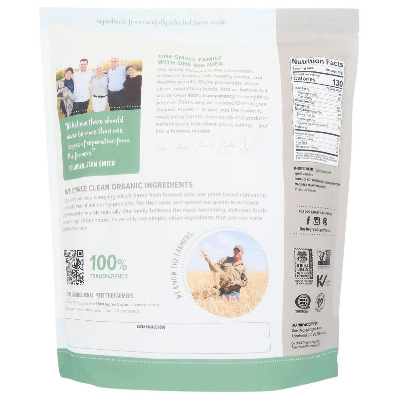 One Degree Organic Foods Sprouted Spelt Flour - Case of 4/80 oz, 3 of 6