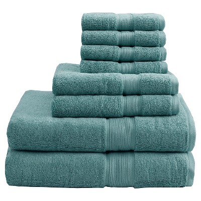 8pc Cotton Bath Towel Set Dark Green : Target