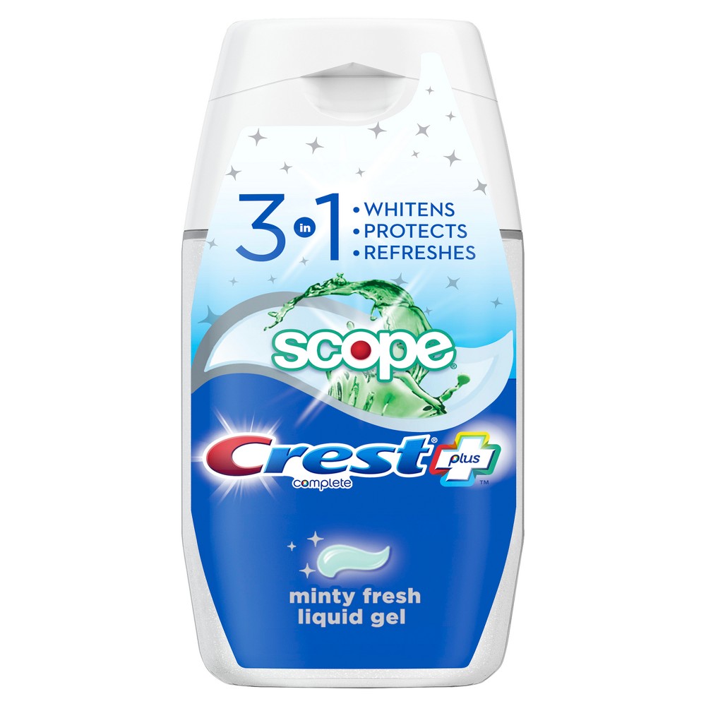 Crest Complete Plus Scope 3-In-1 Fluoride Whitening Liquid Gel Toothpaste - 4.6 oz