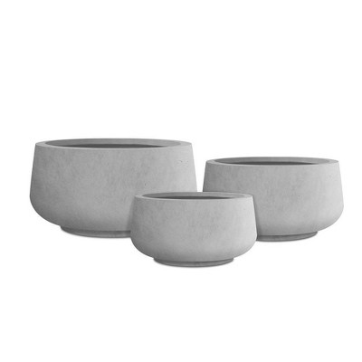 Rosemead Home & Garden 3pc Concrete Outdoor Planter Pot Cement Gray