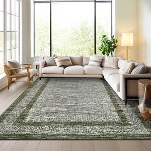 Modern Bordered Area Rugs Washable Geometric Floor Carpet - 1 of 4