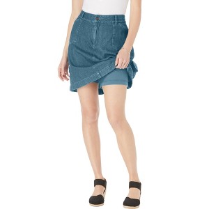 Woman Within Women's Plus Size Perfect Denim Skort - 1 of 4