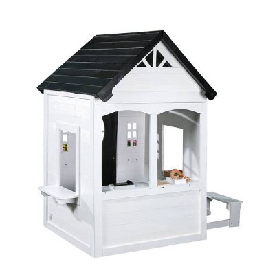 Zahara White and Black Wooden Playhouse with Kitchen