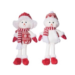 Transpac Christmas Plush Cutie Snowman Shelf Sitter Set of 2 Christmas Home Decorations - 1 of 1