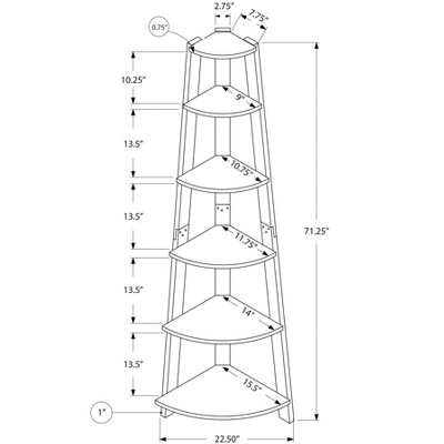 Walnut 5-Tier Corner Etagere Bookcase