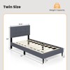 Infans Twin Upholstered Platform Bed Mattress Foundation Button Tufted Headboard Gray - 2 of 4