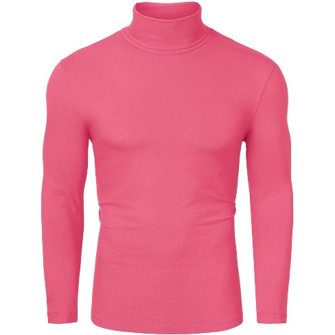 Lars Amadeus Men's Turtleneck Top Slim Fit Long Sleeve Pullover Mock Turtle  Neck Shirt Fuchsia 50