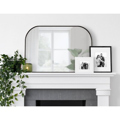Caskill Black Arched Wall Mirror with Wood Frame