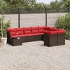 vidaXL 10 Piece Patio Sofa Set with Cushions Brown and Red - 2 of 4