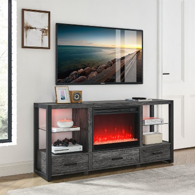 NicBex TV Stand for 70 Inch TV with LED Lights and Starage Space,TV Entertanment Center with Electric Fireplace,TV Console Table for Living Room