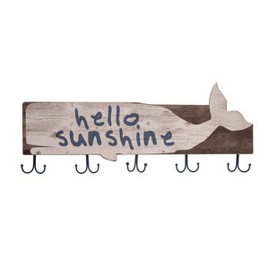 Beachcombers 23.6" MDF WHT HELLO SUNSHINE COAT HOOK - 1 of 2