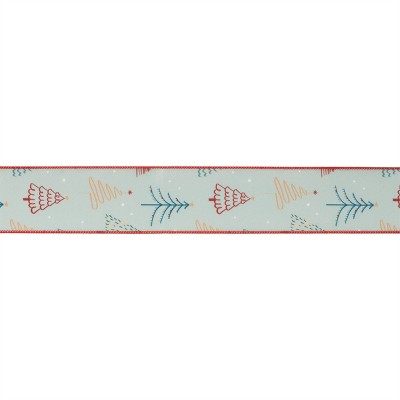 Christmas Tree Print Wired Ribbon (Set of 2)