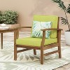 Okak Rustic Patio Accent Chairs Upholstered Club Chairs,Set of 1,Outdoor Acacia Conversation seat for Porch,Garden&Backyard,400lbs Max - 3 of 4