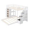 NicBex Twin over Full Bunk Bed Pine Bed Frame with Shelves, Drawers, Storage Stairs and Full Length Guardrail, No Box Spring Required - 3 of 4