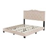 NicBex Full/Queen Size Upholstered Bed Frame with Velvet Tufted Headboard,Platform Bed Frame with Rivet Design,No Box Spring Needed,Easy Assembly - 4 of 4