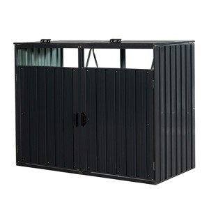 Outdoor Garbage Bin Shed, with Lockable 2 Doors Metal Bin Shed Stores, for Garden Yard Lawn Garbage Storage - 1 of 4
