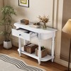 KIGFTSOD Narrow Console Table - Curved Corner, Retro Style with Top Drawer & Open Shelf, Ideal for Entryway, Hallway & Living Room - 2 of 4