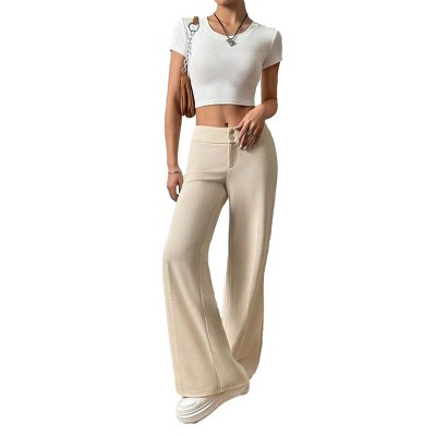 Women's High Waist Wide Leg Palazzo Pants Elastic Fit Casual Trousers with Pockets Palazzo Sweatpants