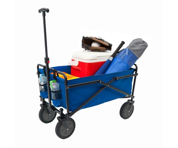 Seina Manual 150 Pound Capacity Heavy Duty Folding Outdoor Utility Cart, Blue