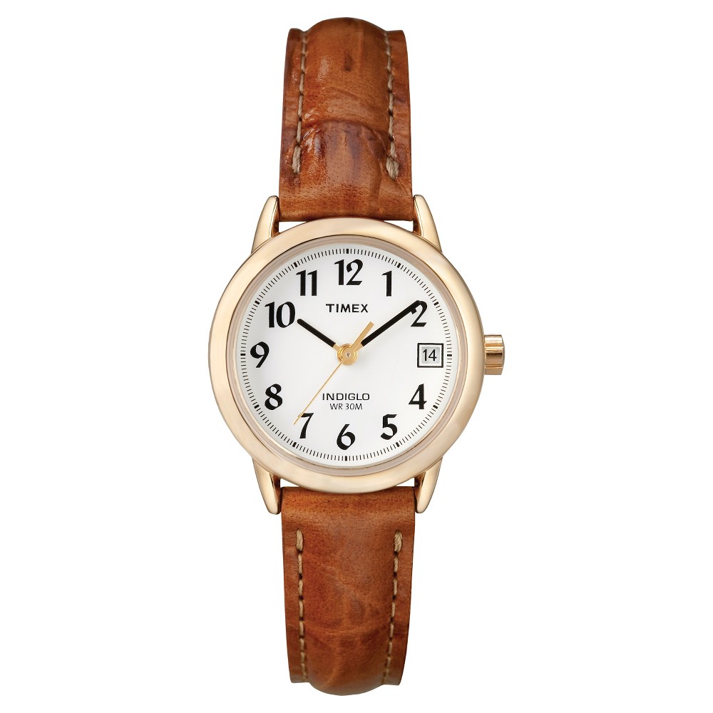 Photos - Wrist Watch Timex Women's  Easy Reader Watch with Leather Strap- Gold/Brown T2J7619J 